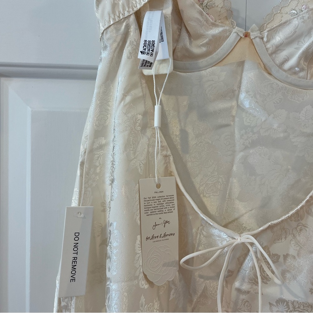 For Love & Lemons Gretchen Mini Slip Dress Size XXS/ Tan - Picture 6 of 6